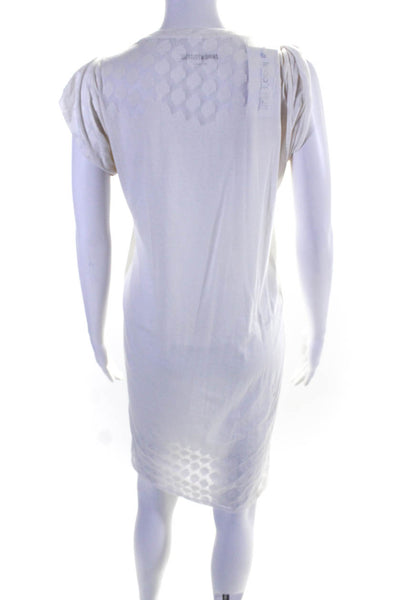 Zadig & Voltaire Womens White Printed Crew Neck Cap Sleeve Shirt Dress Size S