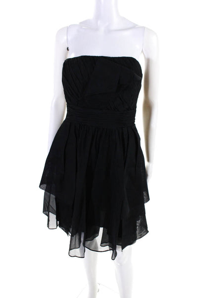 Badgley Mischka Womens Silk Pleated Textured Zipped Corset Dress Black Size 4