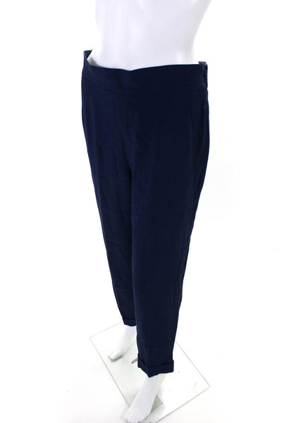 Akris Womens Side Zip Solid Skinny Leg Dress Pants Blue Size 6