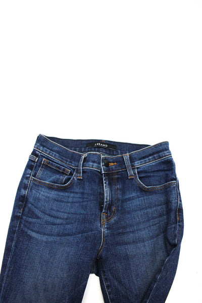 J Brand Womens Cotton Distress Hem Dark Wash Skinny Leg Jeans Blue Size EUR26