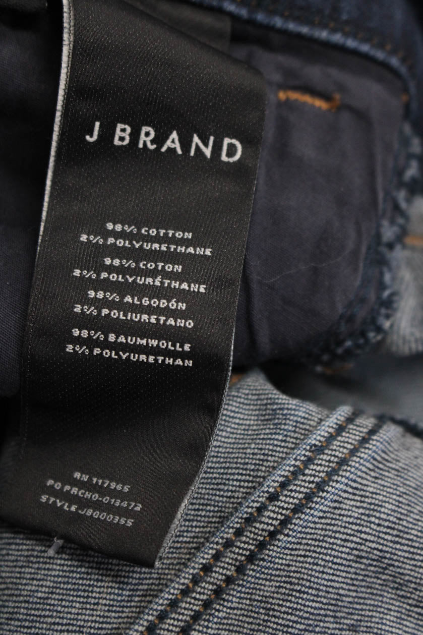 J Brand Womens Cotton Distress Hem Dark Wash Skinny Leg Jeans Blue
