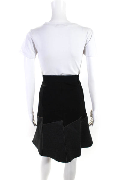 Elie Tahari Womens Geometric Print Flared Hem A-Line Skirt Black Gray Size 10