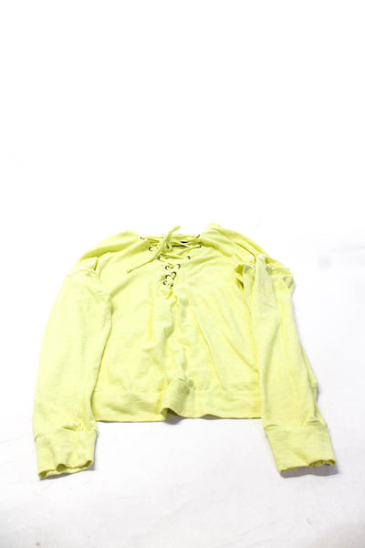 Michael Lauren Womens Lace Up Blouses Pink Neon Green Size Small Lot 2