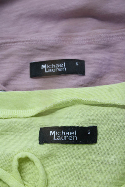 Michael Lauren Womens Lace Up Blouses Pink Neon Green Size Small Lot 2