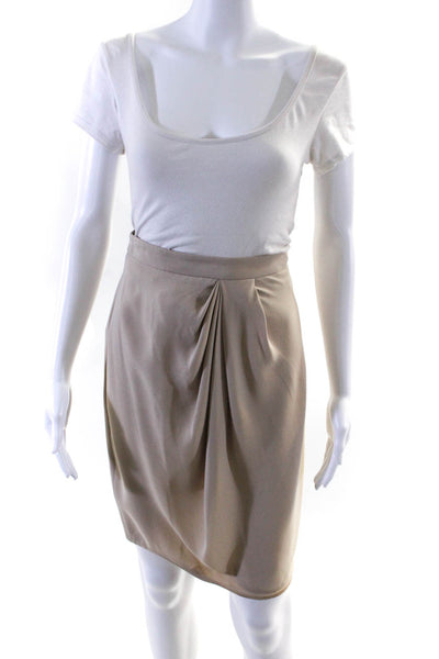 Gucci Women's Silk Drape Front Mini Pencil Skirt Beige Size IT.38