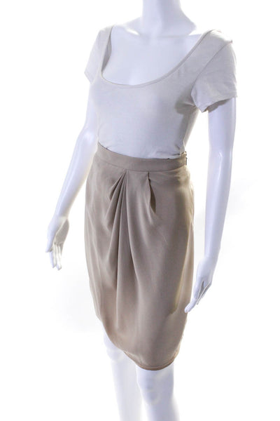 Gucci Women's Silk Drape Front Mini Pencil Skirt Beige Size IT.38