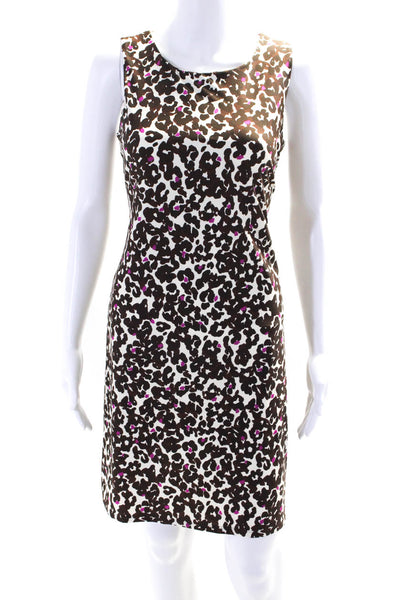 Jude Connally Womens Sleeveless Sheath Animal Print Dress Brown Size Small