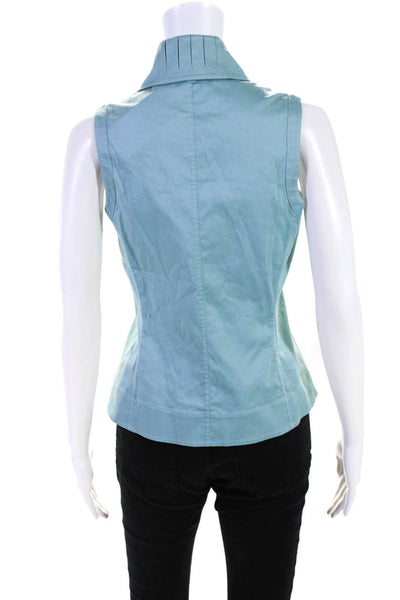 Magaschoni Women's Collar Sleeveless Button Down Shirt Green Size 6