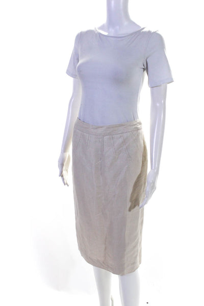 Escada Women's A-Lined Slit Back Lined Midi Skirt Ivory Size 34
