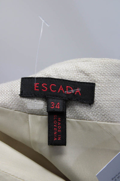 Escada Women's A-Lined Slit Back Lined Midi Skirt Ivory Size 34