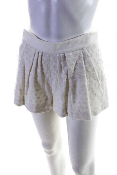 ALC Womens Linen Polka Dot Pleated Pockets Zippered Mini Shorts White Size 0