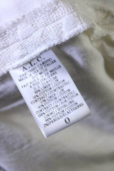 ALC Womens Linen Polka Dot Pleated Pockets Zippered Mini Shorts White Size 0