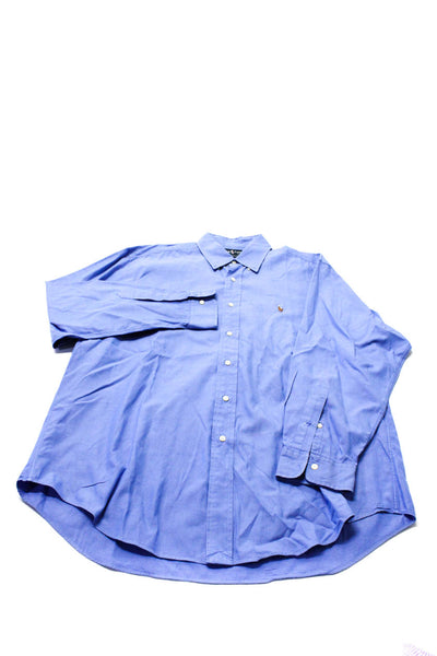 Ralph Lauren Mens Cotton Check Print Buttoned Collar Tops Purple Size 16.5 Lot 2