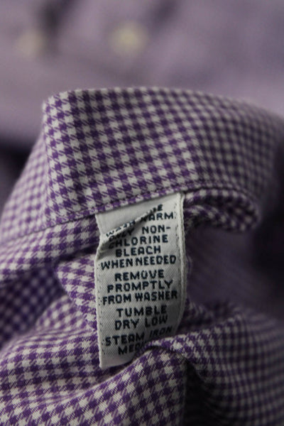 Ralph Lauren Mens Cotton Check Print Buttoned Collar Tops Purple Size 16.5 Lot 2