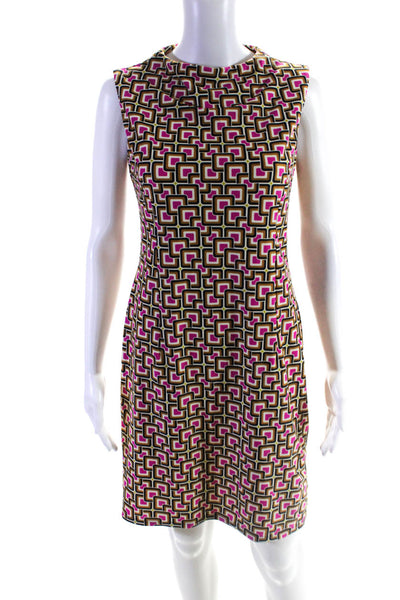 Jude Connally Womens High Neck Sleeveless Abstract Nylon Midi Dress Multi Size S