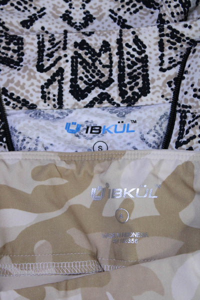 Ibkul Womens Abstract Camouflage Biker Shorts Top Beige Brown Size S/4 Lot 2