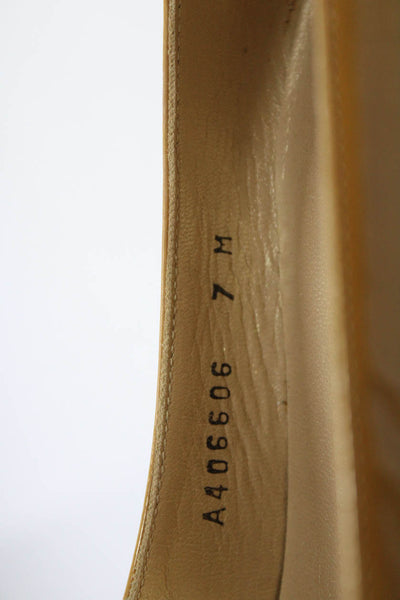 Stuart Weitzman Womens Leather Shiny Platform Stiletto High Heels Tan Size 7