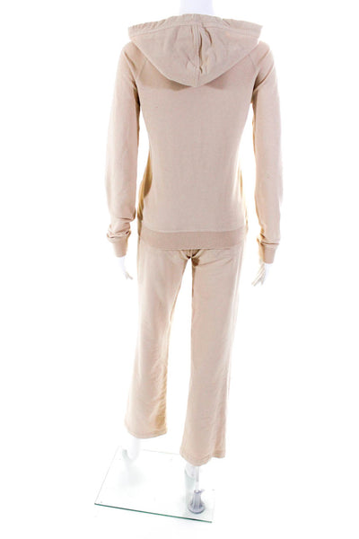 BCBG Max Azria Women's Cotton Sequin Long Sleeve Full Zip Hoodie Beige S Lot 2