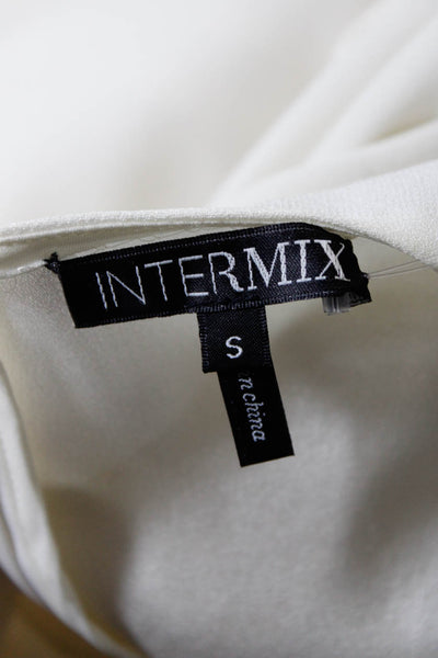 Intermix Women's Long Sleeve Cotton Crew Neck Blouse White Size S