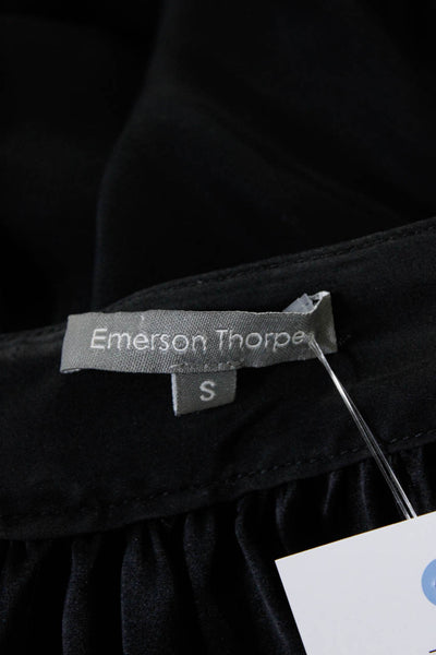 Emerson Thorpe Women's Satin Spaghetti Strap Sweetheart High Low Dress Black S