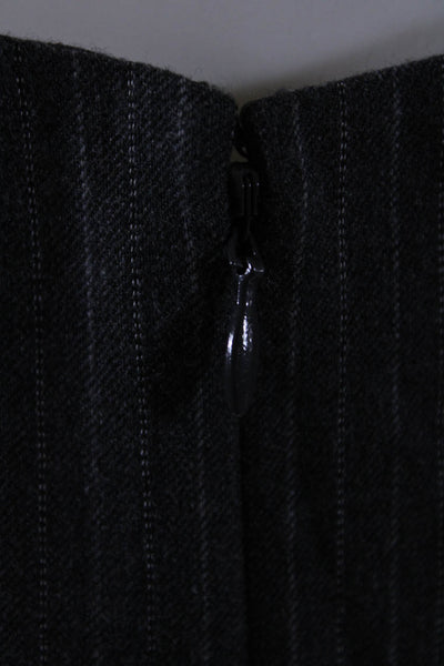 Rebecca Taylor Womens Wool Stitched Pin Striped Ruffle Slit Dress Gray Size 4
