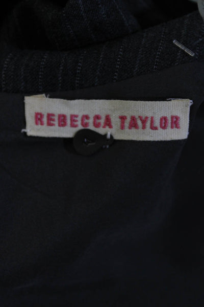 Rebecca Taylor Womens Wool Stitched Pin Striped Ruffle Slit Dress Gray Size 4