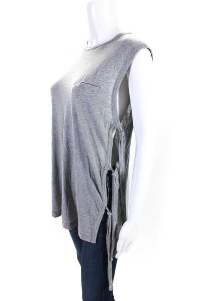 Helmut Lang Women's Cotton Sleeveless Cut Out Tank Top Gray Size XS