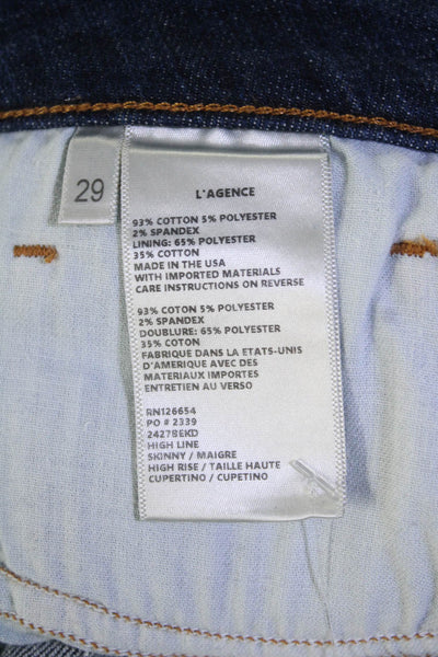 L'Agence Womens High Line Skinny Leg Jeans Blue Cotton Size 29