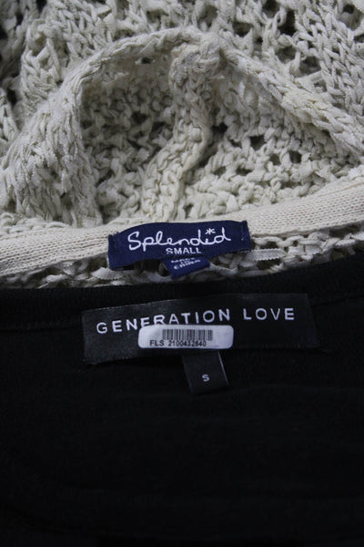 Generation Love Splendid Womens Black Knit Lace Up Long Sleeve Top Size S lot 2