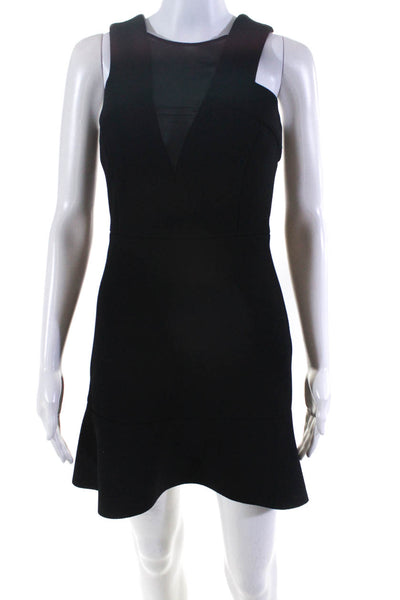 Sandro Paris Womens High Neck Ruffled Hem Fit & Flare Dress Black Size 1