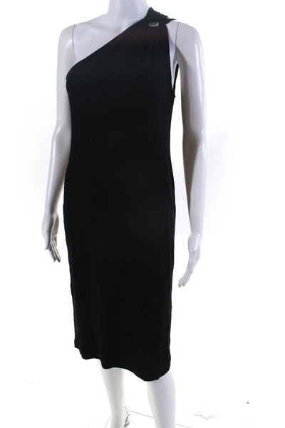Michael Kors Womens One Shoulder Midi Bodycon Little Black Dress Black Size 4