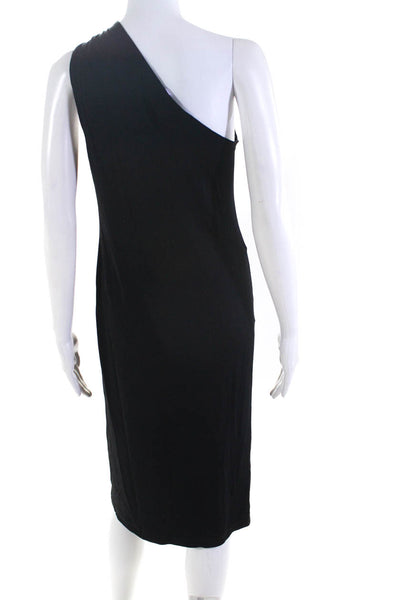 Michael Kors Womens One Shoulder Midi Bodycon Little Black Dress Black Size 4
