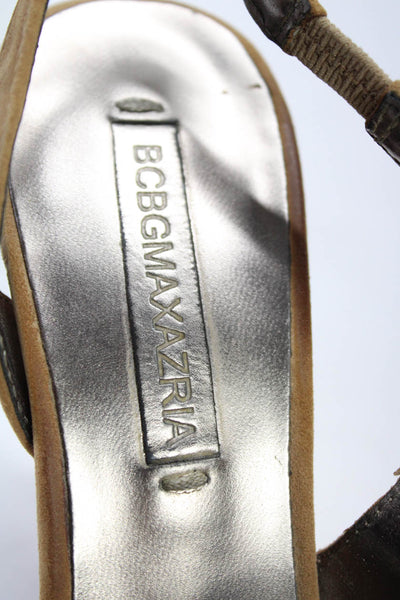 BCBG Max Azria Womens Pointed Elastic Slingbacks Stiletto Heels Yellow Size 6.5