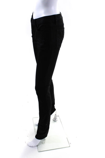 Tory Burch Womens Cotton Low-Rise Skinny Leg Cropped Denim Jeans Black Size 26