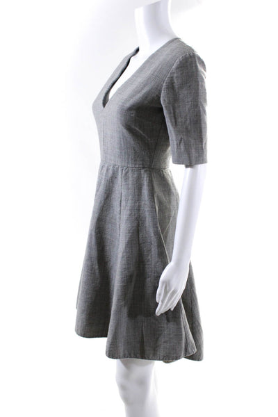 Stella McCartney Womens Wool Half Sleeve V-Neck Fit & Flare Dress Gray Size 38