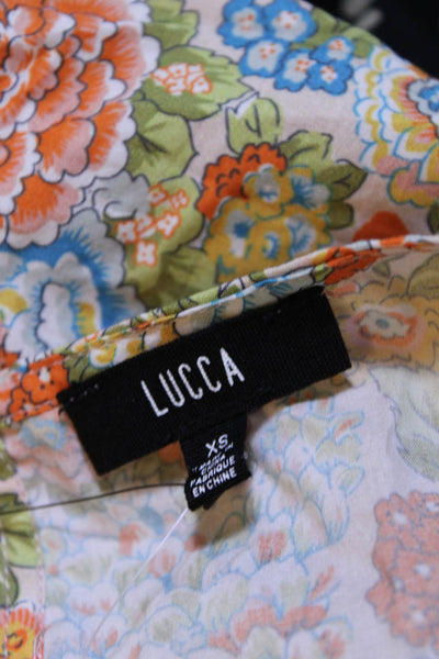 Lucca Womens Scoop Neck Cut Out Floral Cotton Midi Dress Multi Size XS