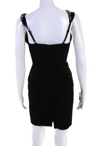 Jovani Womens Silk Jeweled Sleeveless Body Con Dress Black Size 4