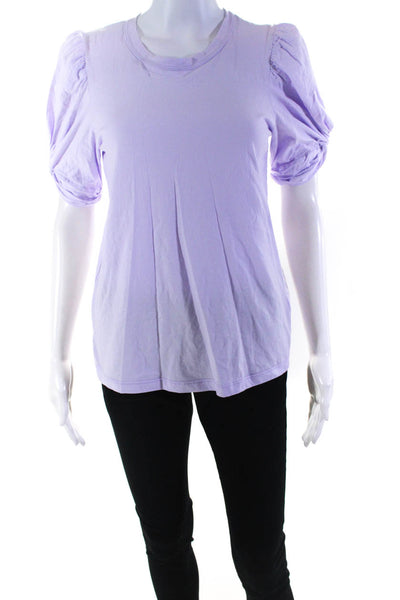 A.L.C. Wiomens Short Puffy Sleeves Tee Shirt Lavender Size Extra Small