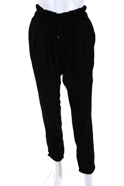 Isabel Marant Womens Ruched Curled Waist Drawstring Pleated Pants Black Size 0