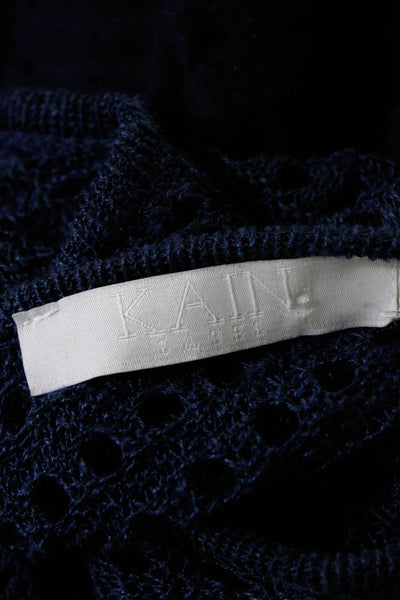 Kain Label Women's Sleeveless Cut Out Scoop Neck Crochet Top Navy Size P
