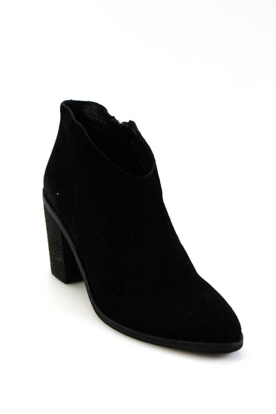 Jeffrey Campbell Womens Black Suede Zip Block Heel Ankle Boots Shoes Size 8