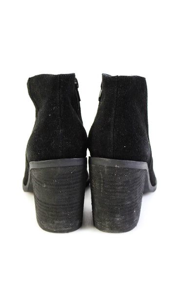 Jeffrey Campbell Womens Black Suede Zip Block Heel Ankle Boots Shoes Size 8