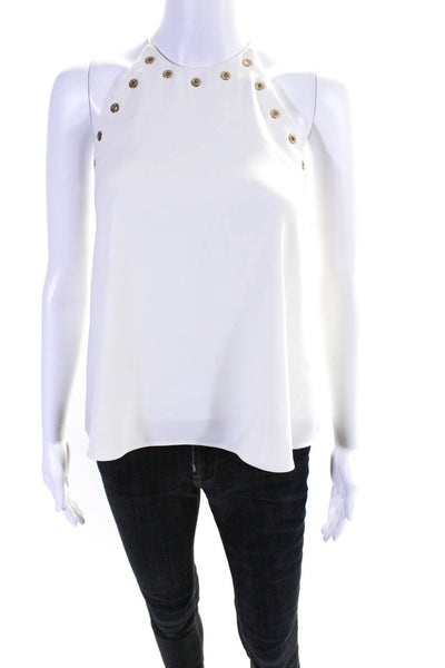 Amanda Uprichard Women's Embellished Sleeveless Blouse White Size P
