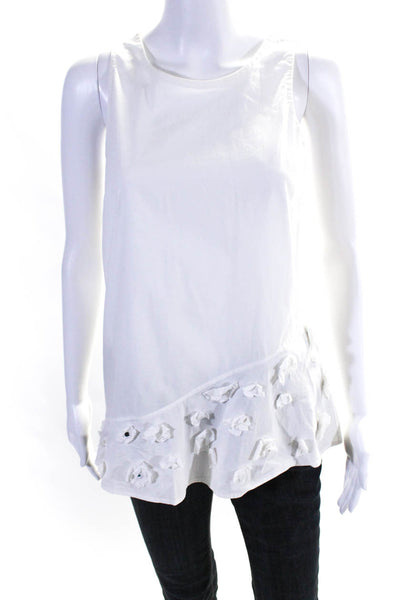 Thakoon Addition Women's Embellished Scoop Neck Sleeveless Blouse White Size 6