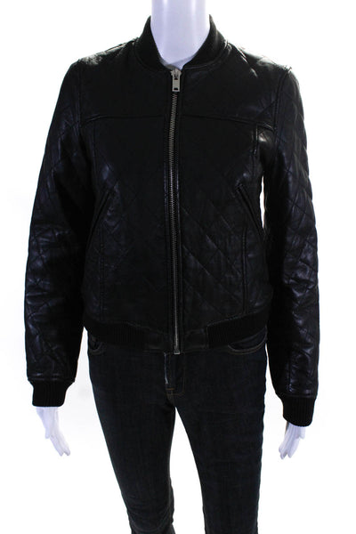 Zara Basic Womens Quilted Stitch Lined Bomber Jacket Black Size M