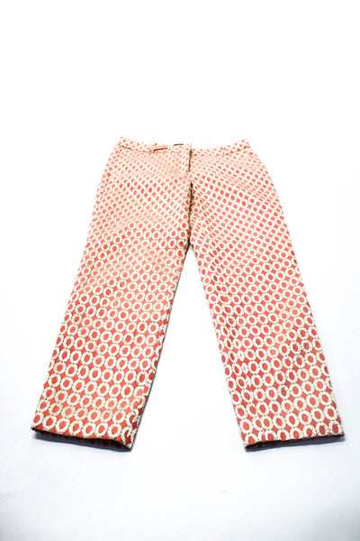 J Crew Aliette Womens Geometric Tapered Straight Pants Orange Size 2 4 Lot 2