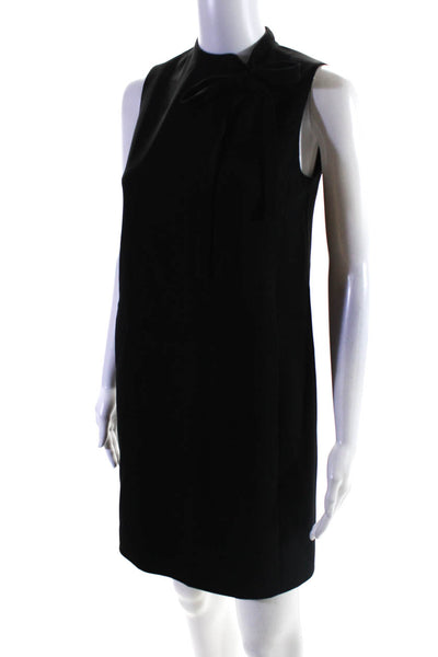 Theory Womens High Neck Bow Sleeveless Mini Shift Dress Black Size 0
