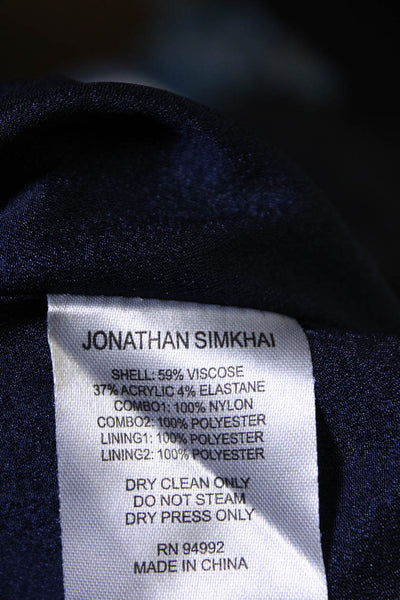 Jonathan Simkhai Womens Lace Ruffle Hem Short Sleeve Sheath Dress Navy Size 2