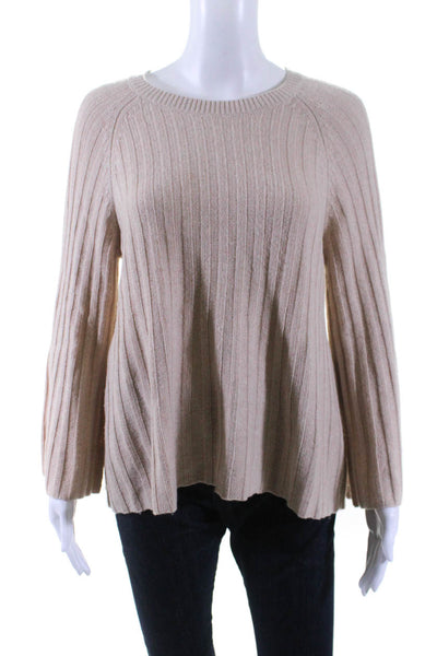 Elizabeth and James Womens Brown Wool Knit Bell Long Sleeve Sweater Top Size XS