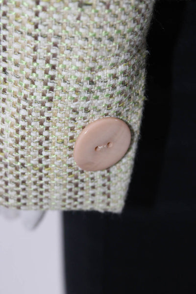 Dana Buchman Womens Green Brown Textured Three Button Long Sleeve Blazer Size 4